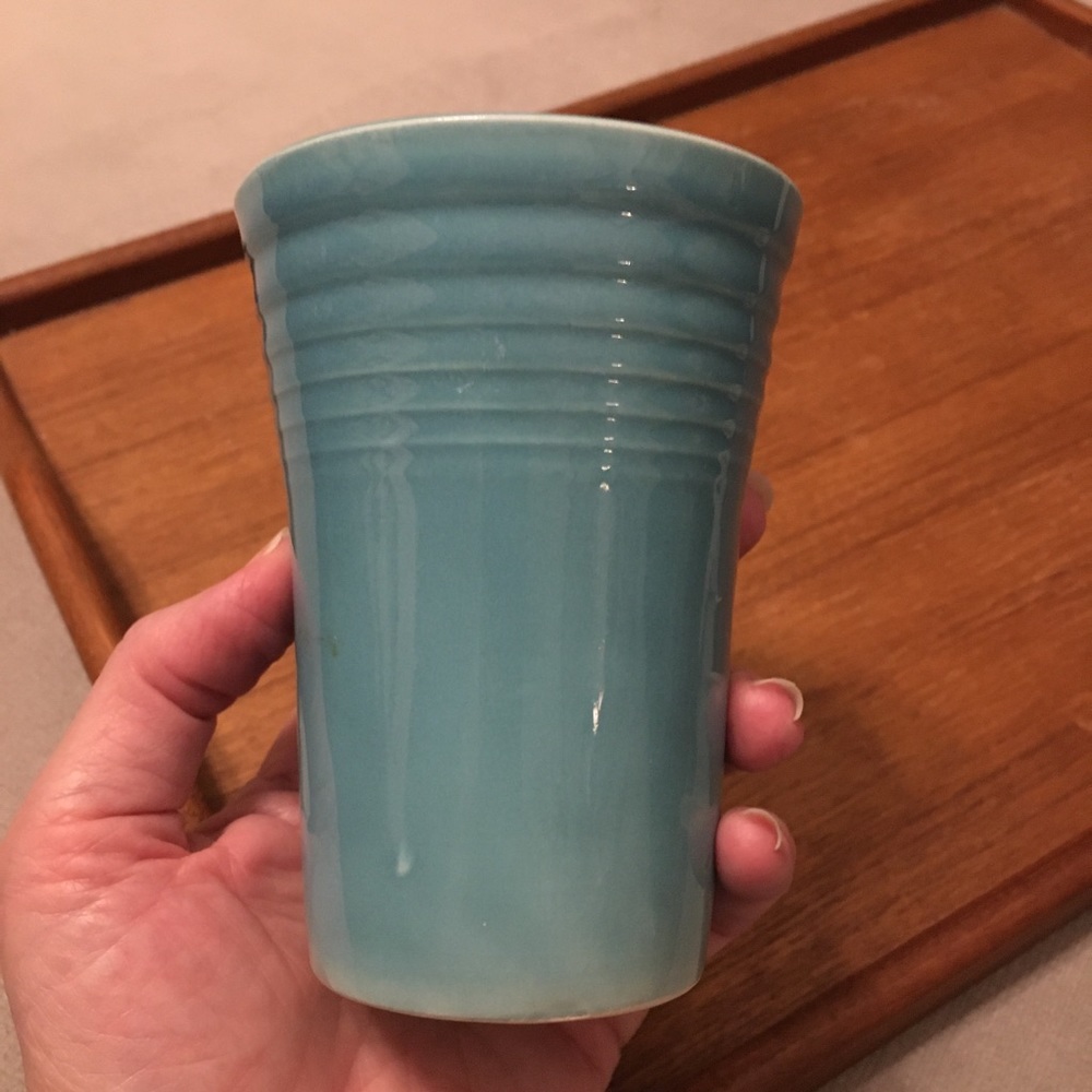 VINTAGE FiestaWare 8 oz. 💃 EUC Turquoise Large Tumbler with old maker marks.